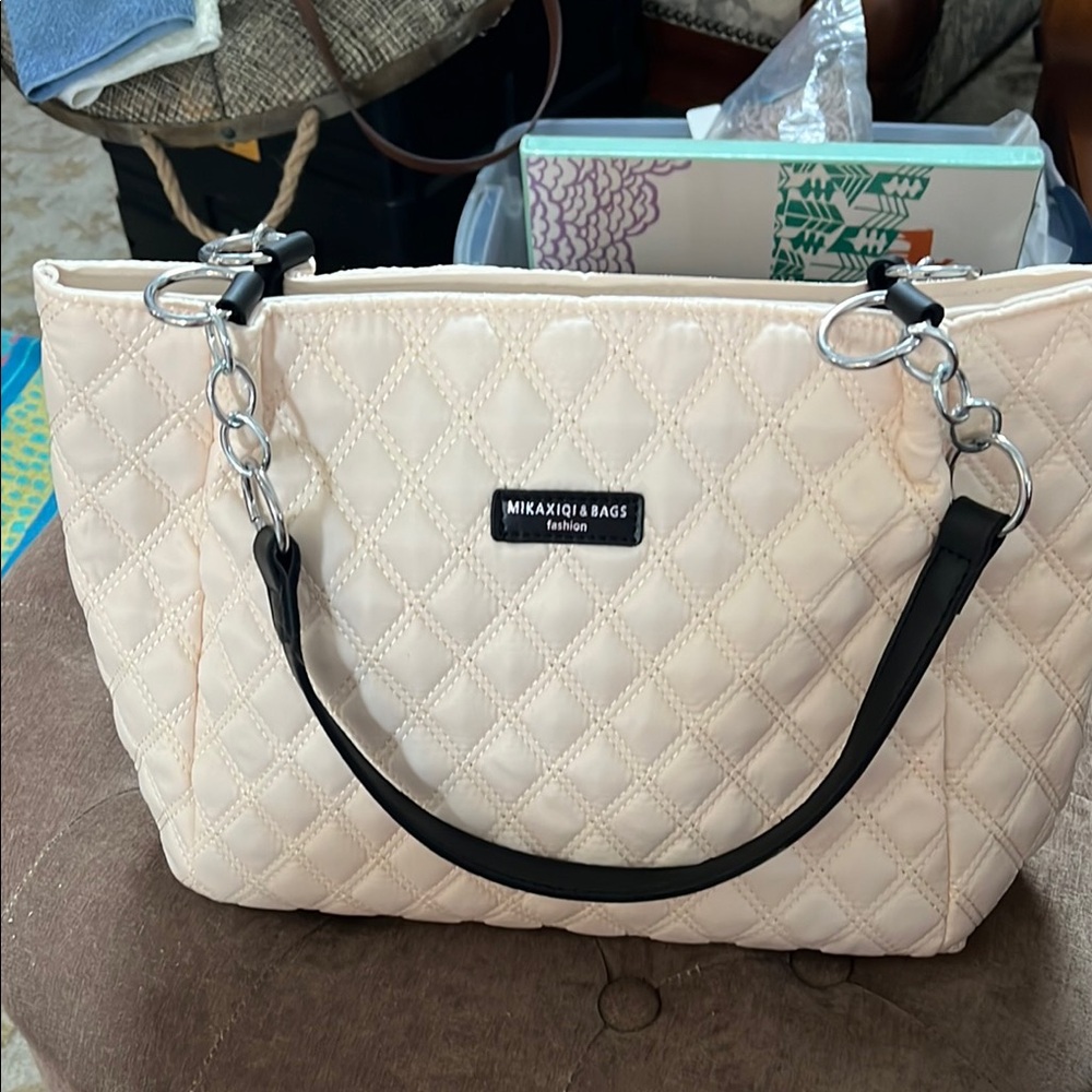Cream Quilted Women's Handbag